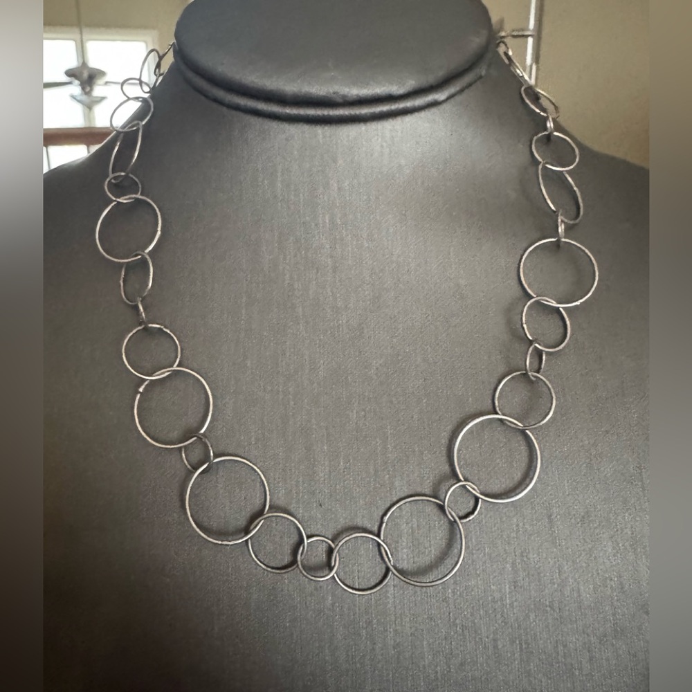 Sterling Silver Circle Rings Necklace